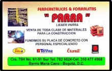 Ferremetálicas & Formaletas PARRA, Barrio María Cano, Bogotá