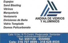 Andina de Vidrios y Aluminios, PIEDECUESTA - Santander